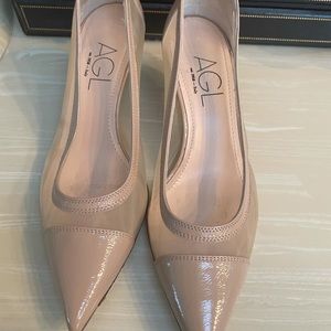 AGL Beige Patent Leather Heels